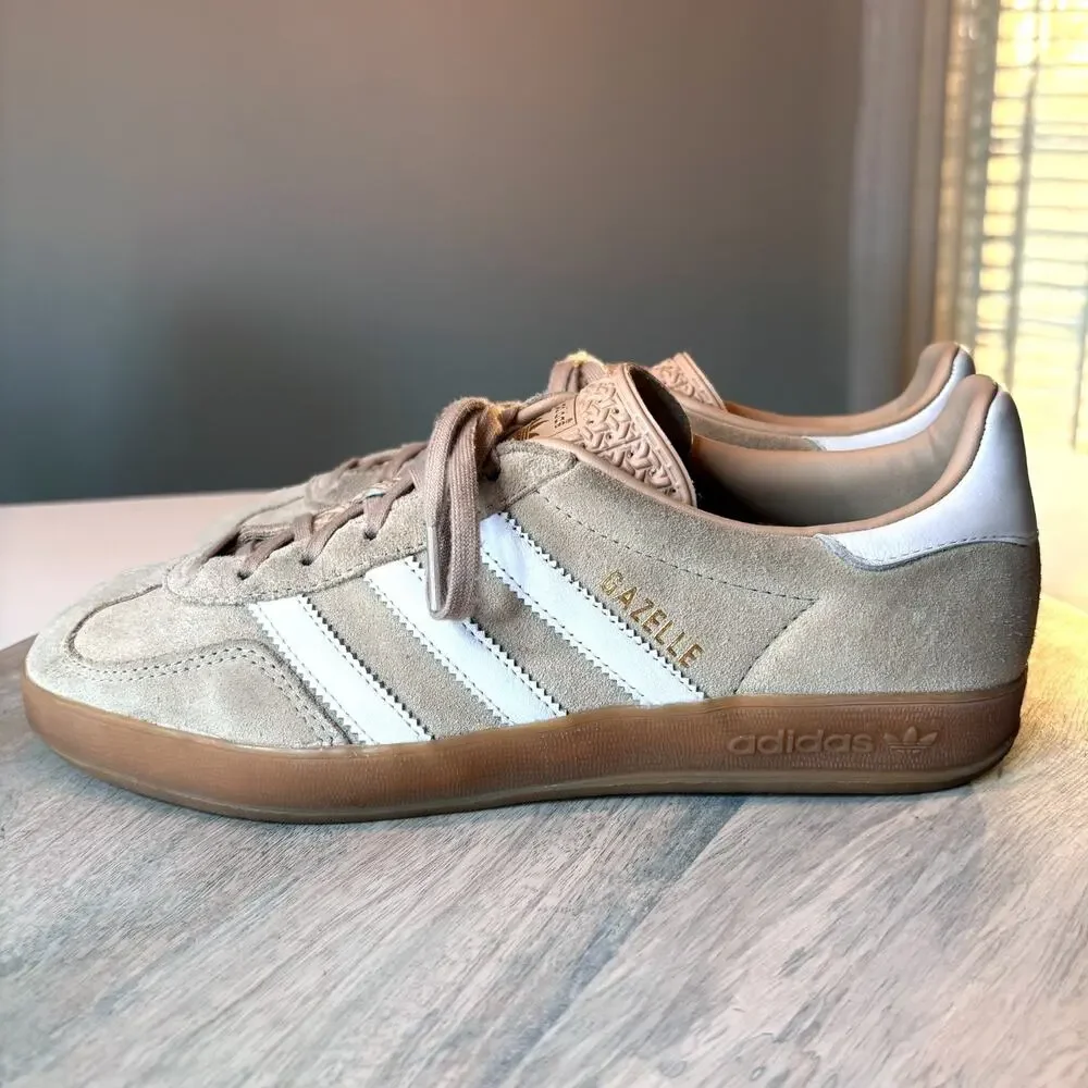Adidas Gazelle Indoor Beige Gum Suede Sneakers Low Top Women's Shoes US Size 8